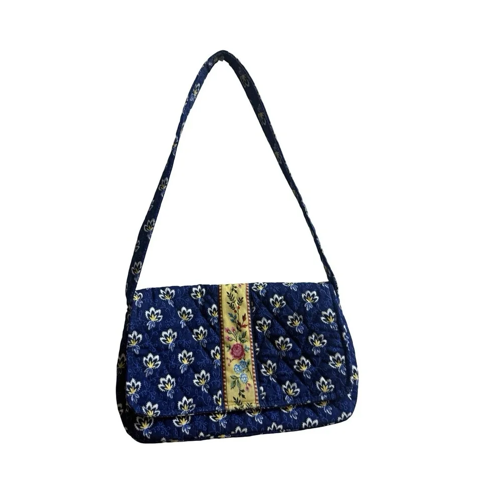 Vera Bradley Retired Jilly Madison Blue Quilted Shoulder Bag Purse Y2K Floral